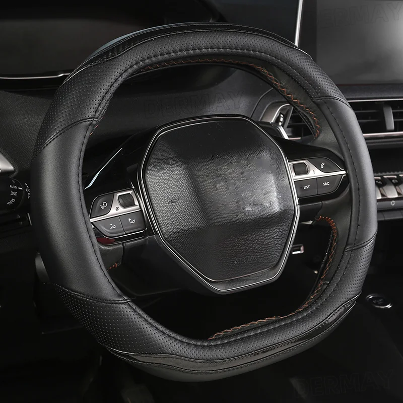 RTS for Peugeot 3008 4008 5008 car steering wheel cover carbon fiber leather interior car accessories steering wheel cover