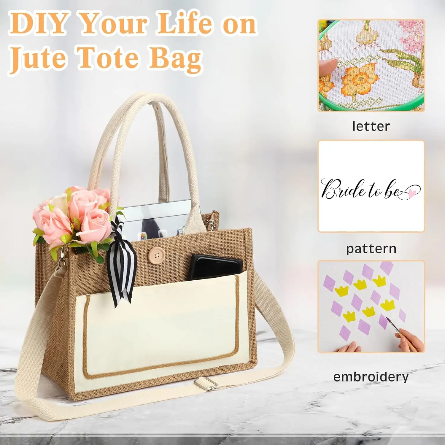 2024 Chinese Simple High Quality Women's Yellow Linen Tote Bag Customized Trend Shopping Jute Bag