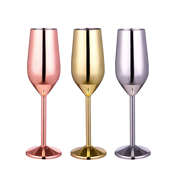 WeVi 200ml Unbreakable 304 Stainless Steel Champagne Glasses Durable Easy Clean Anti-Bacteria for Bar Dinner Party Wine Cups