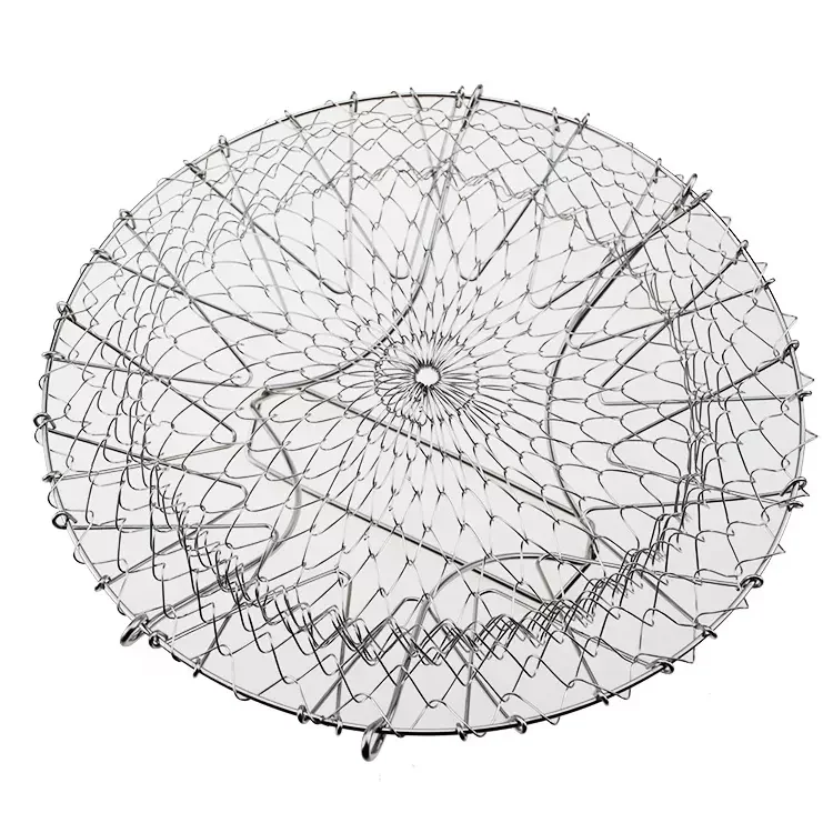 201/304 stainless steel expandable folding wire mesh frying basket ,  multifunctional chef drain basket