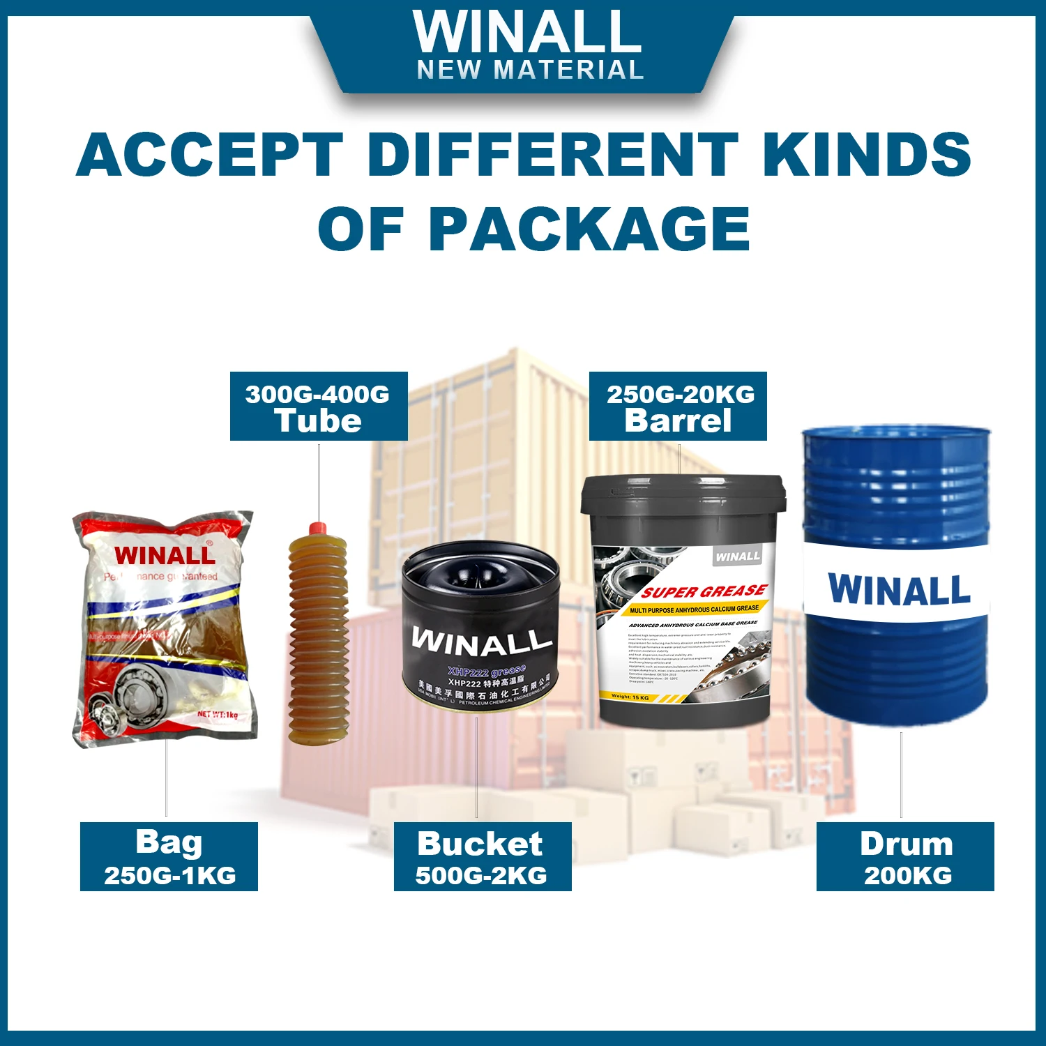 500g barrel high quality China manufacturer yellow, white, blue, red, green anhydrous calcium grease