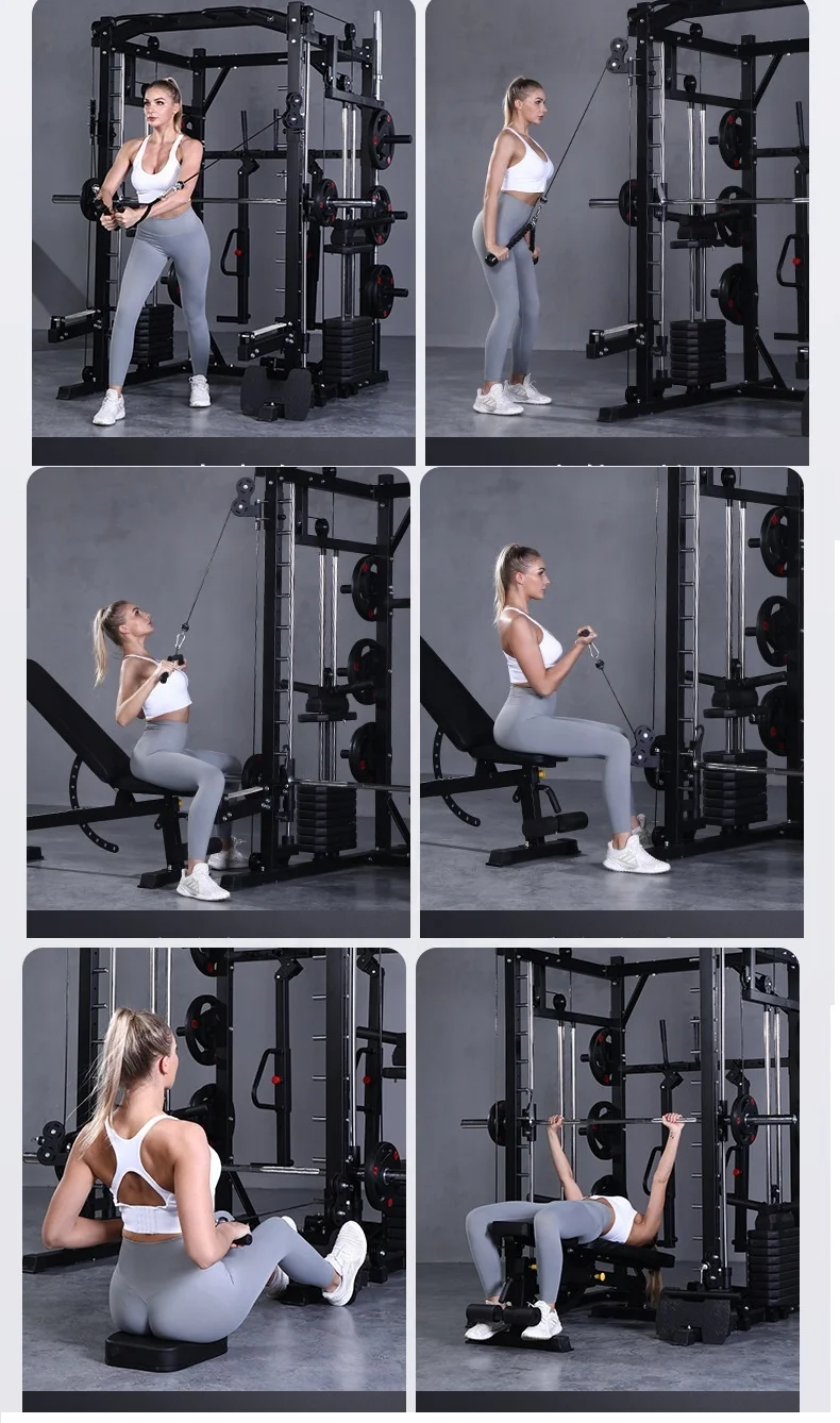Wholesale Multi-Function Metal Smith Machine Squat Rack Commercial Home Gym Fitness Equipment Indoor Use Bodybuilding Plate Rack