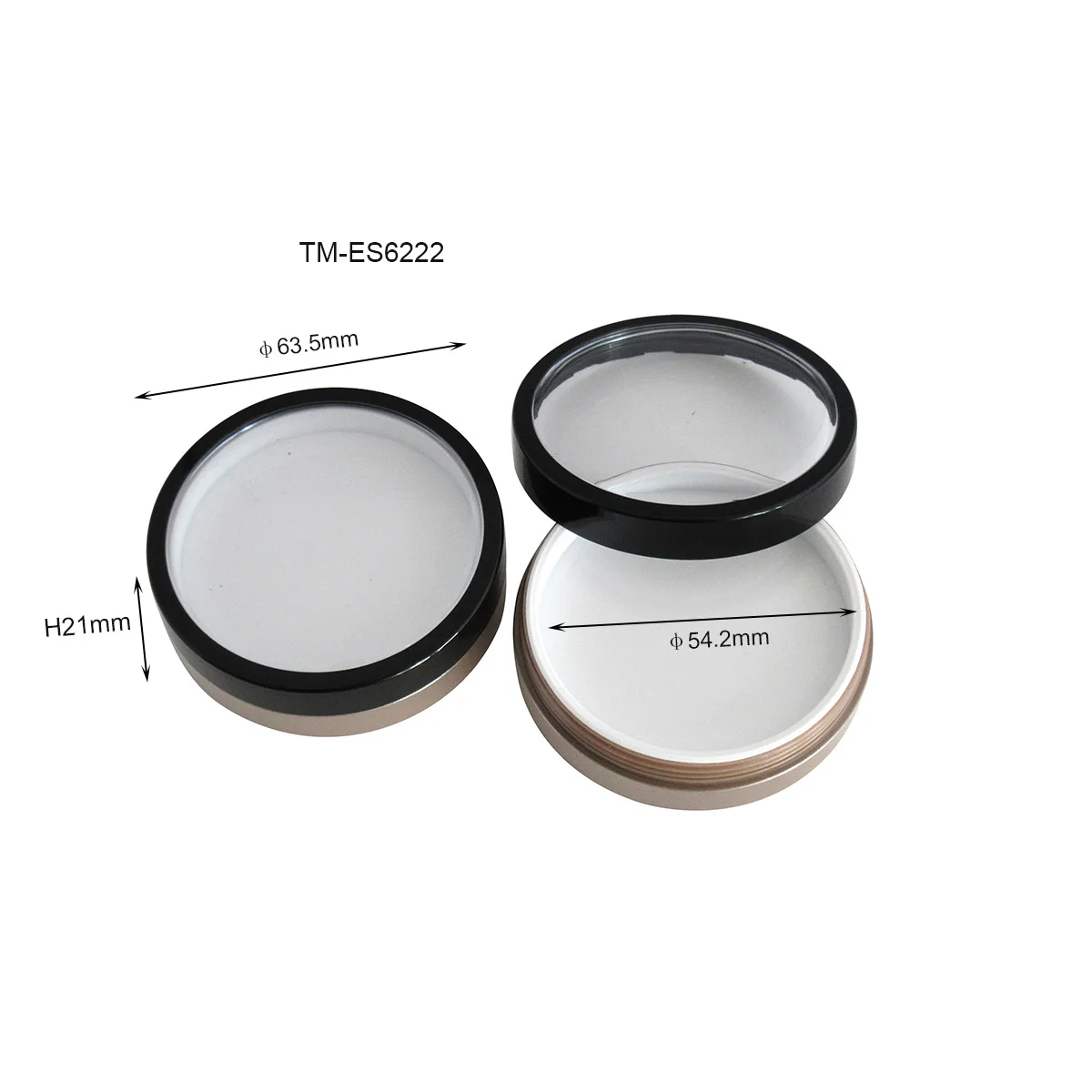 TM-ES6222 empty plastic blush compact powder case custom private logo blusher packaging makeup pressed powder container