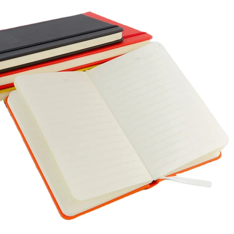 A5 black PU leather notepad journal notebook with elastic band strap