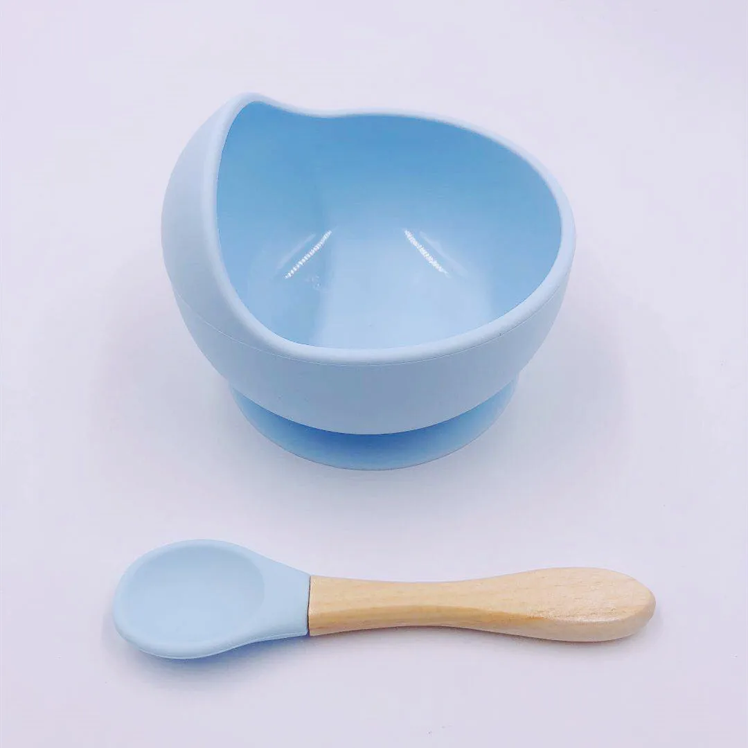 0705 Baby silicone food supplement bowl dinner plate easy to clean non-slip anti-fall bowl spoon set