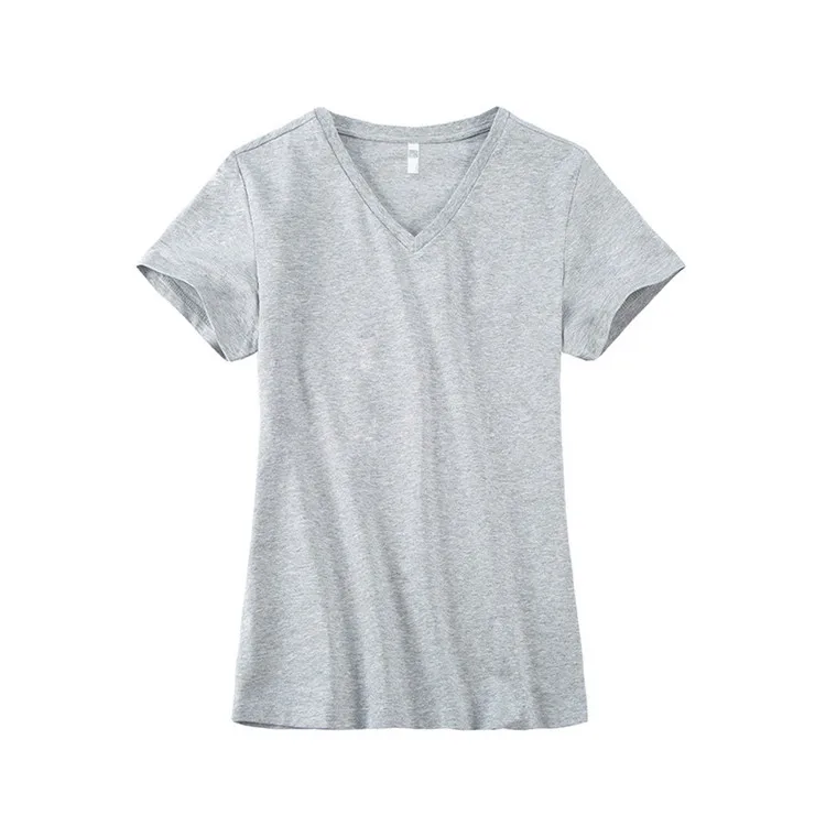 
150 г/м2, женская футболка из хлопчатобумажной смеси с V образным вырезом и коротким рукавом  (62327614221)