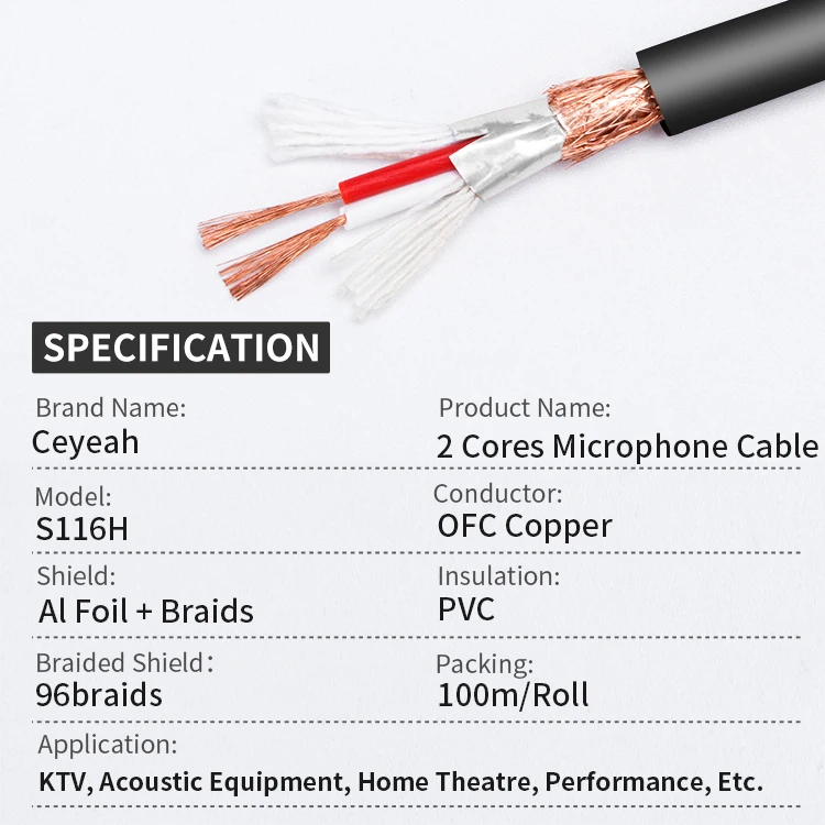 2 жилы 0 22 мм 24AWG с низким уровнем шума экранированный гибкий медный Hifi DMX Аудио XLR кабель провод для динамика микрофона 100 м