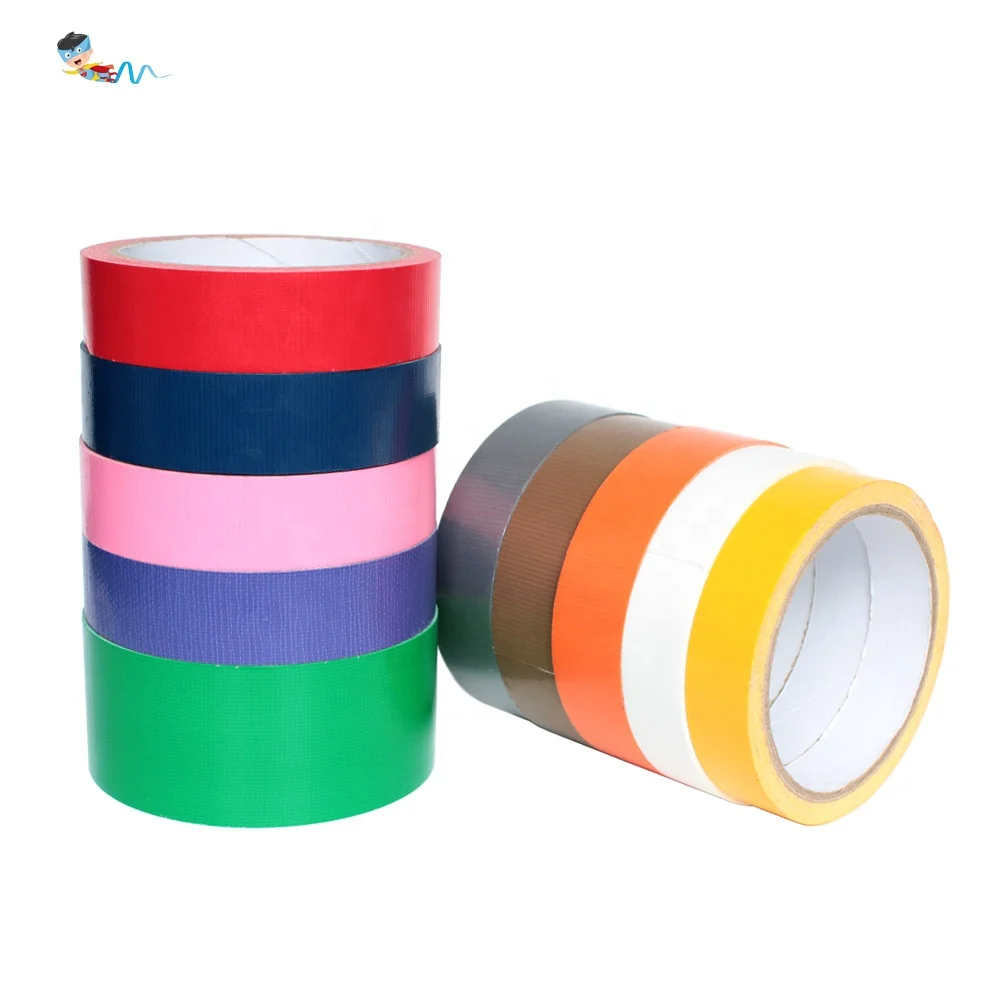 2- Recyclable Silver Gray Grey Yellow Red Black White Orange Blue Purple Green Brown Pink Duck Cloth Duct Self Adhesive Tape