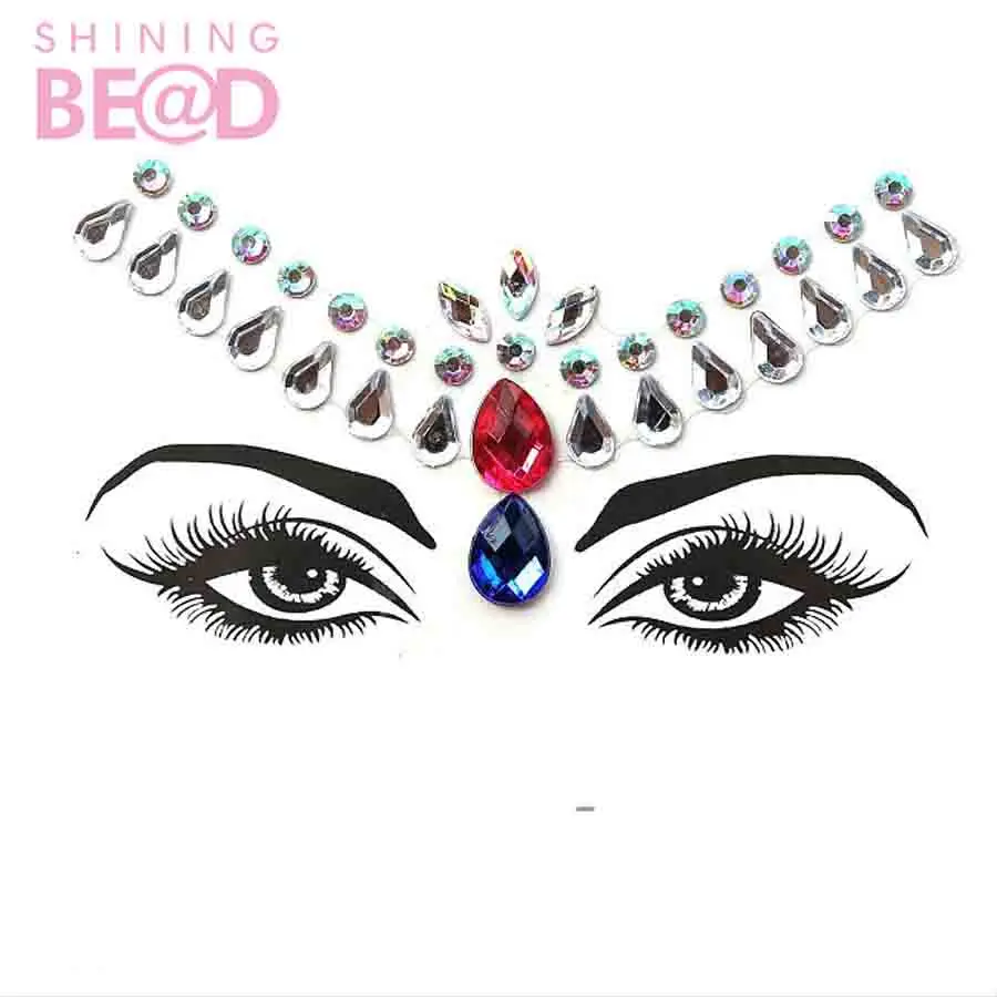 Eco-friendly Face Crystal Sticker Jewelry Rhinestone Body Gems Temporary Tattoo Sticker Carnival Makeup