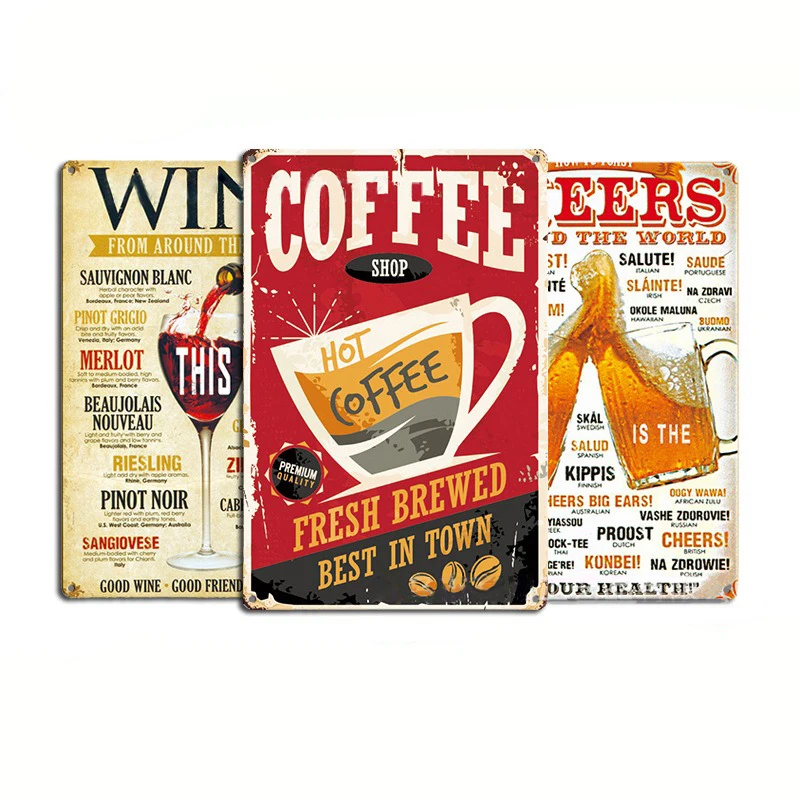 Wholesale custom flat vintage metal signs tin sign Tin Beer Tin Sign Metal Posters retro iron sheet decorative paintings
