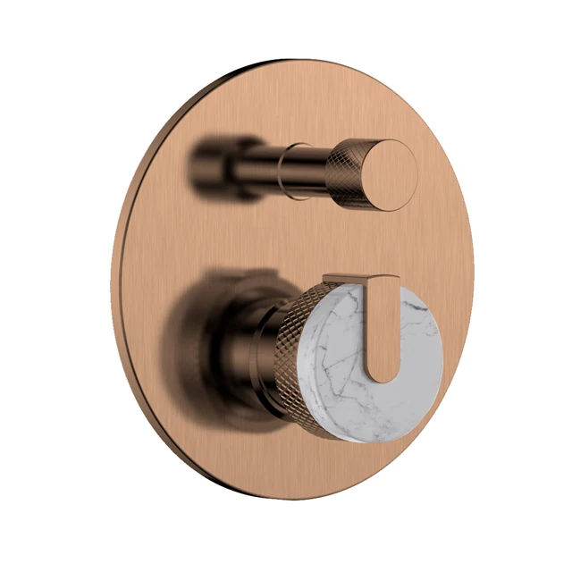 Bathroom brushed gold brass concealed shower faucet mixer valve diverter