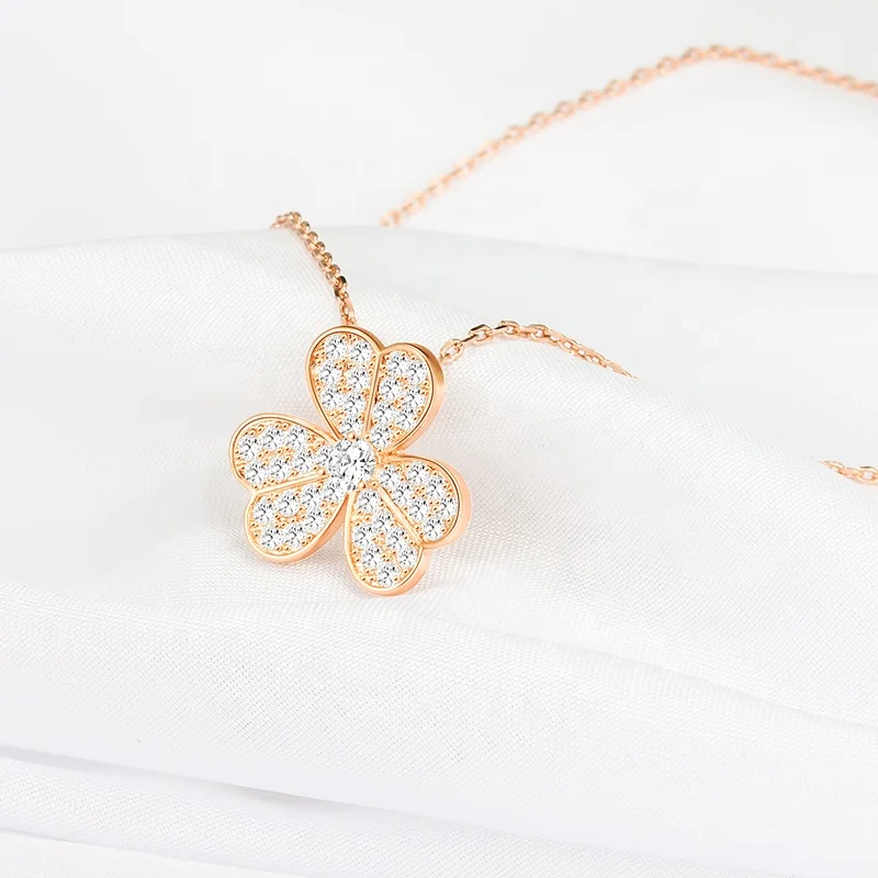 factory price Adjustable size girls women gold means crystal  diamond flower necklace pendant