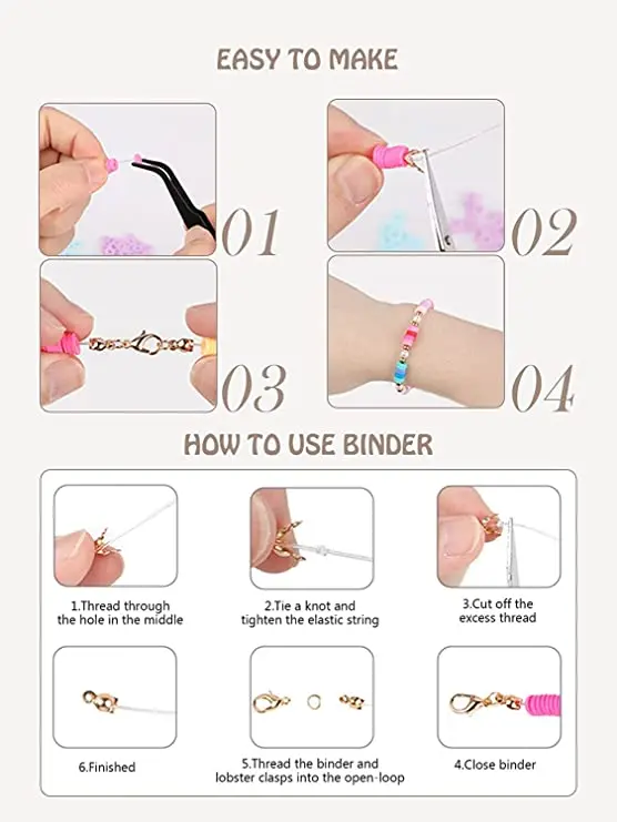 2022 New Products DIY Plastic Alphabet Beads Set Heishi Glass Seeds Crafts Polymer OEM Clay Bead Letter Bead Craft Kit