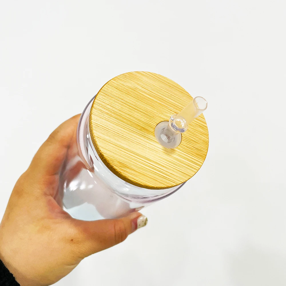 16oz sublimation Can Shaped Drinking Glasses pink blue colored gradient crystal ocean glass can for iced coffee, soda, Pop