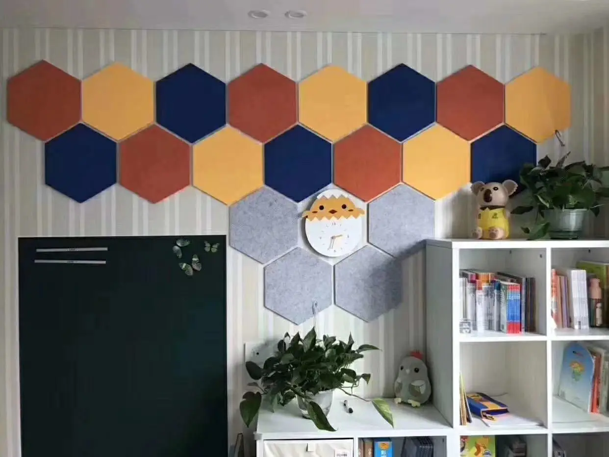 Clocell fireproof room polyester fiber felt sound-absorbing panel partition hexagonal square sound-absorbing panel