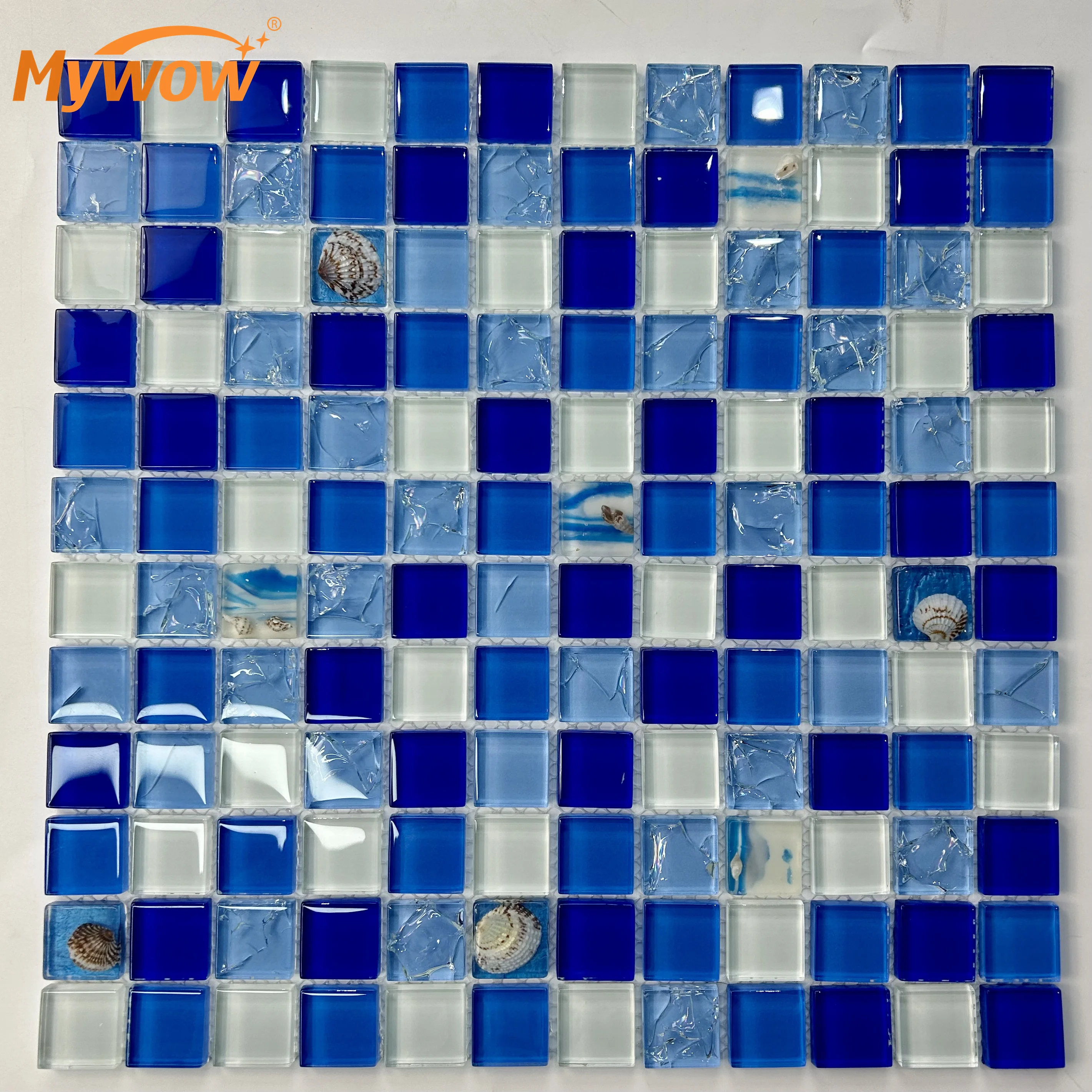 New Model Glass Water jet Mosaic Tiles Modern Design Luxury Blue Glass Mosaic Tile For Pool