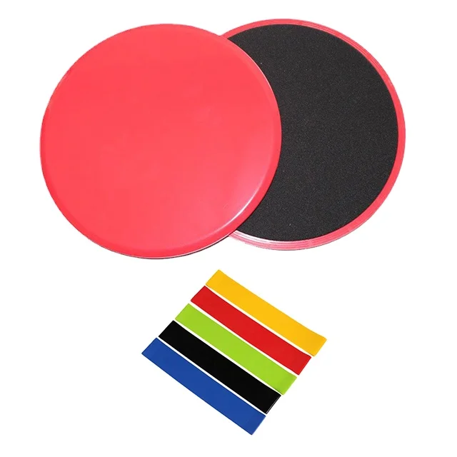 Wholesale manufacture cheap gym fitness exercise dual sided custom logo sliding gliding discs core sliders with resistance bands