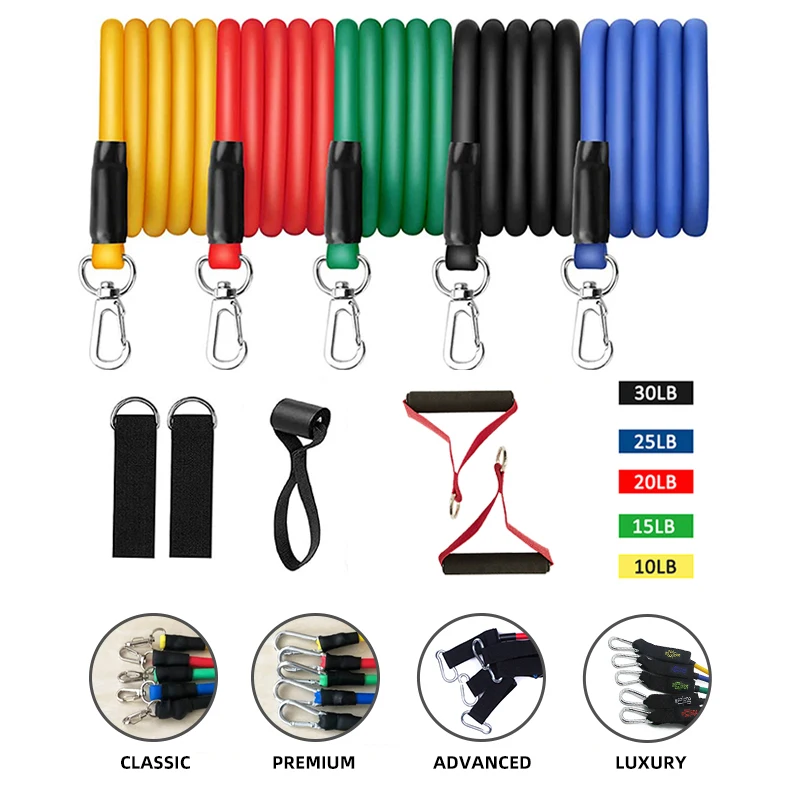 Custom Polyester Fitness Resistance Bands Set of 11