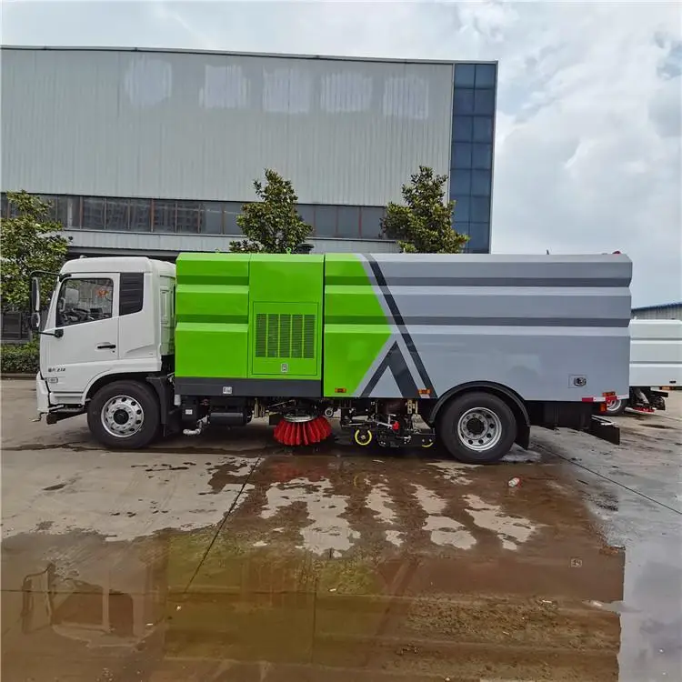 Closed 4x2 Road Sweeper Tile Street Floor Scrubber Double Brush Floor Scrubber Cleaning Machine truck