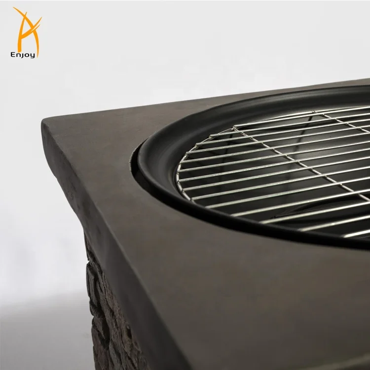 MgO Square Fire Pit with Brick Look Outdoor Heavy Stable Firepit