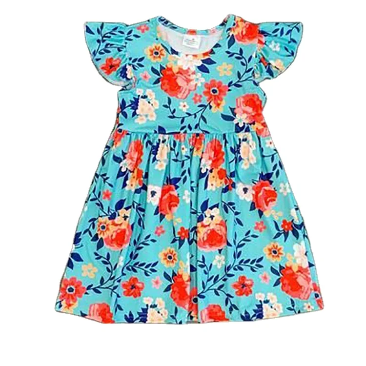 Boutique little girl cotton ruffle pearl dress chicken  printed kids clothes  0M-10T year old girl pearl dress