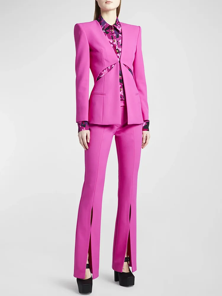 New Designer 2 piece set Suits Set Celebrity Runway Causal Blazer Set &Pants Women Blazers