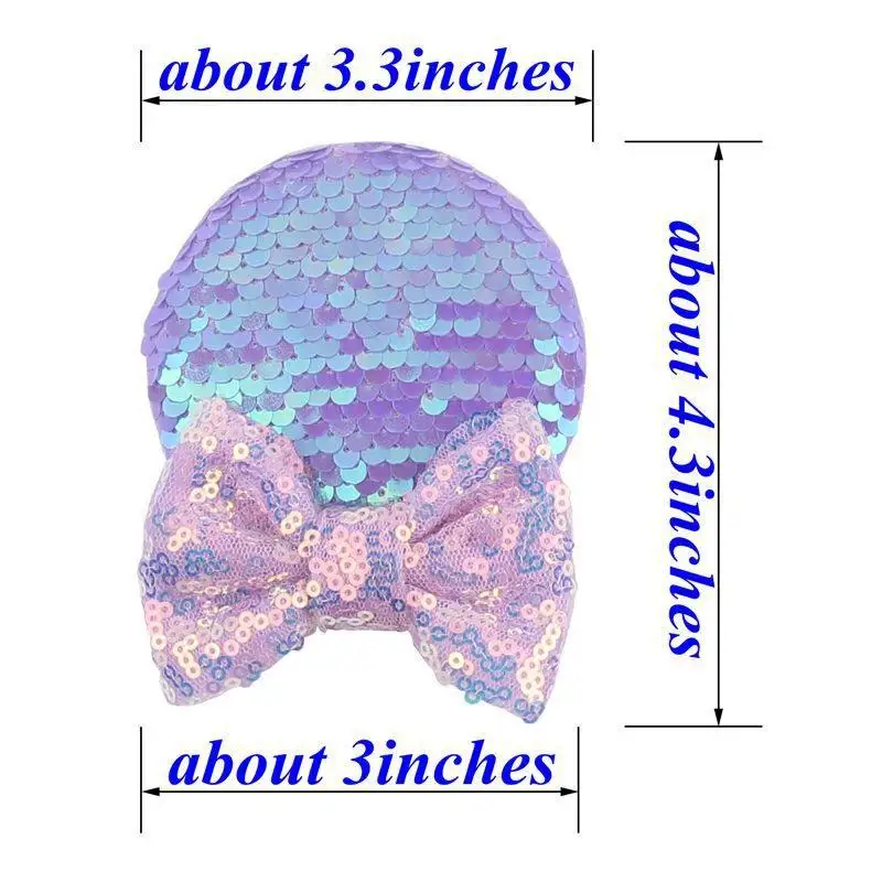 Baby girl bows colorful hair accessories sequins minnie ear hair pin glitter bow mickey ears hairpins for kids