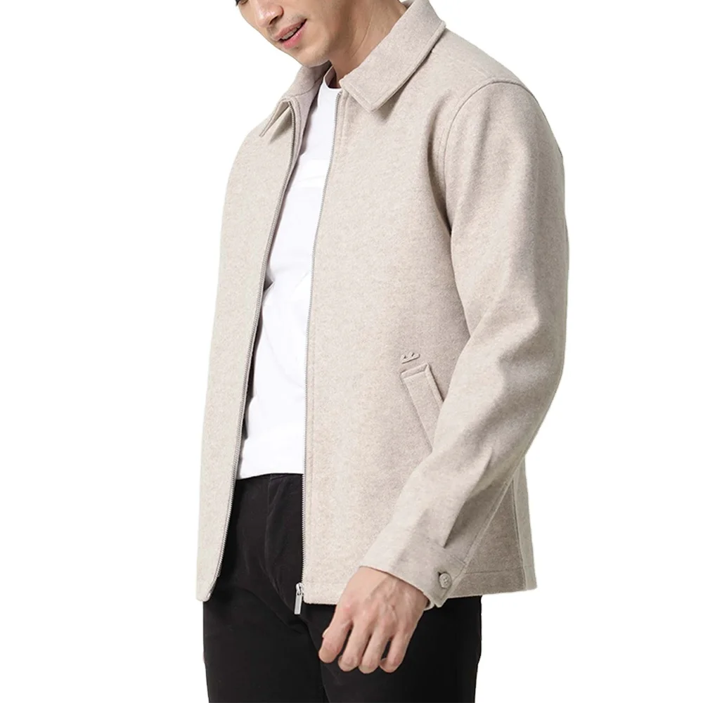 Wholesale High-quality Turn-down Collar Solid Color Men Coat Straight Hem Cuff Design Regular Fit Men Warm Jacket