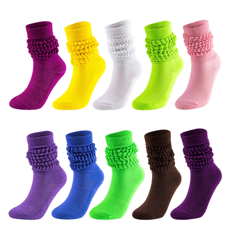 Wholesale Fashion Double Needle Cotton Elastic Long Solid Color Loose girls Slouch Sock For Women