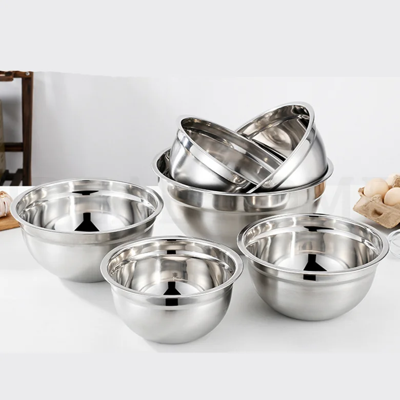 Multiple sizes thickening multicolor lid salad bowl stainless steel mixing bowl with silicone base
