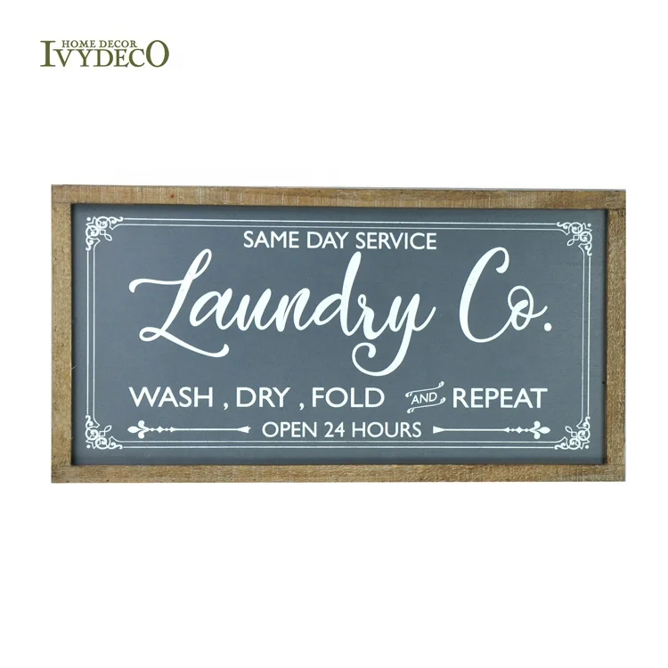 
IVYDECO Laundry Co. WASH DRY FOLD AND REPEAT Vintage Metal Signs 