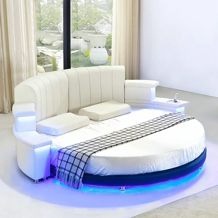 Luxury bedroom furniture sets smart bed with massage function Hot sale fashion modern multi function Hotel sex round beds
