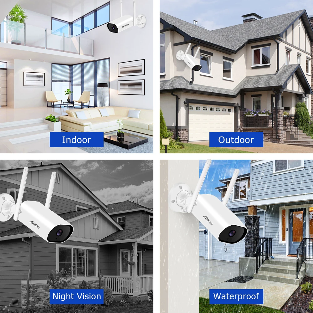 Anran 4K 5MP wireless security camera system waterproof Bullet IP CCTV Camera 4CH Wifi NVR Kit