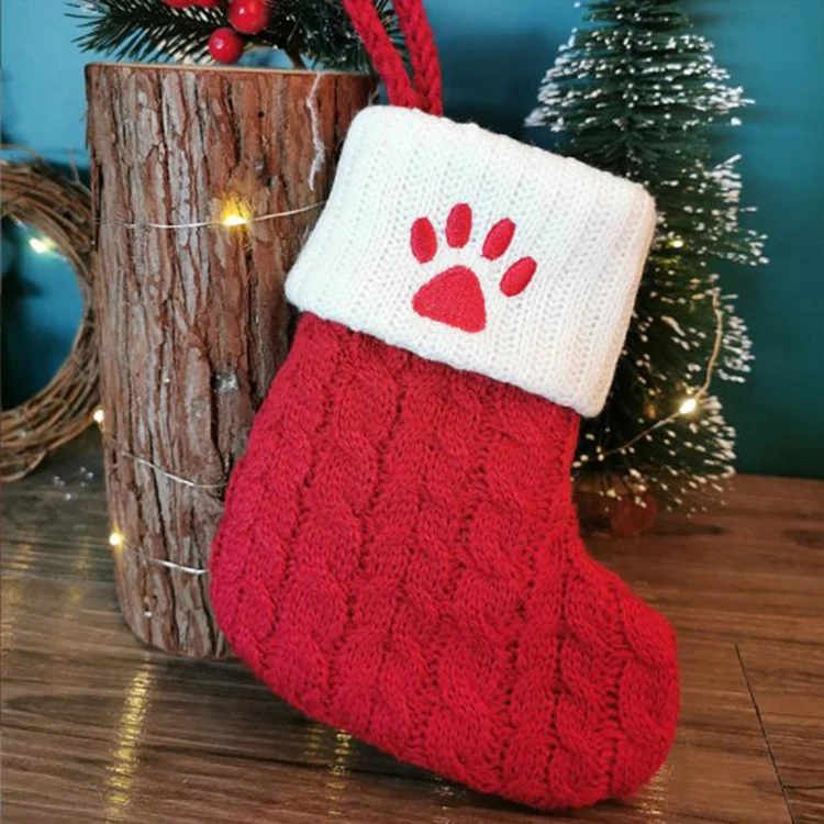 Personalized Red Knit Christmas Stocking Small Socks Gift Bags Christmas Decoration 26 Letters Embroidered Xmas Stockings
