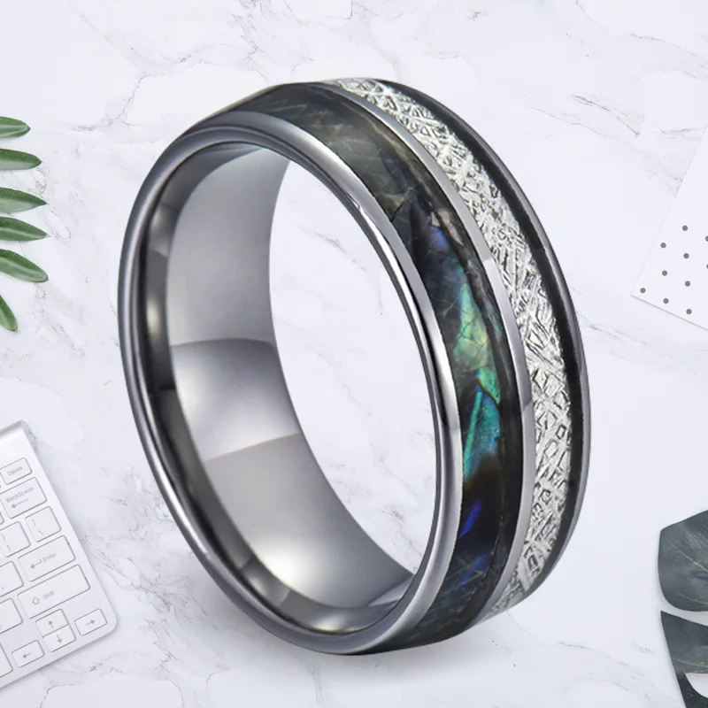 Fashion Jewelry Customization Cross-Border Creative Shell  Meteorite Tungsten Steel Rings For Men