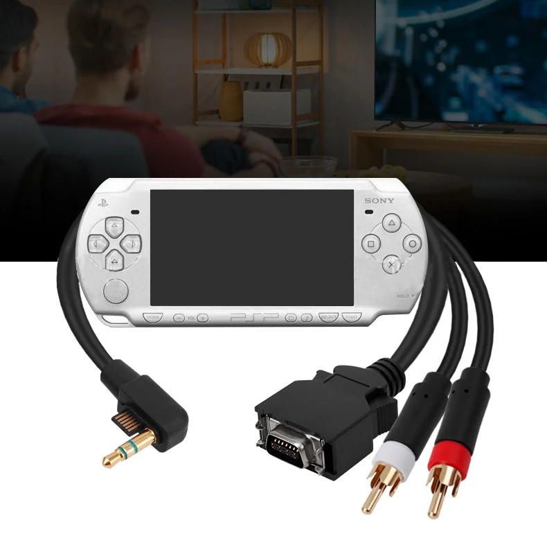 High quality D terminal cable Audio Video AV cable for PSP2000/3000 black 1.8m