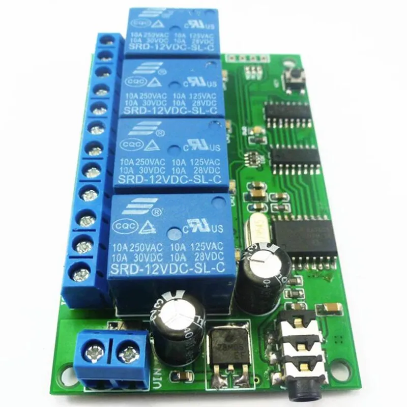 4-канальный реле AD22B04 MT8870 DTMF тональный сигнал декодер пульт дистанционного управления релейный модуль 12 В DC для умного дома PLC с кабелем 3 5 мм