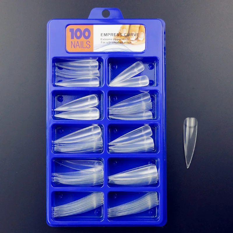 
100pcs Nail Tips Transparent Full Cover Long Stiletto Nail Tips Clear 