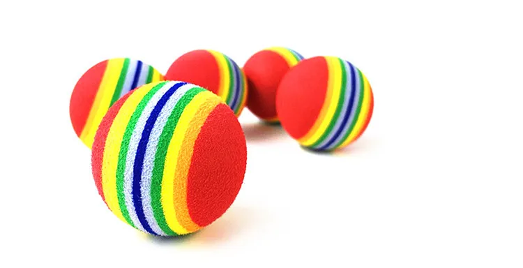 Red Rainbow Cat Toy Balls Soft EVA Foam Toys Small Dogs Puppies Toy Balls Chase Quiet Play Sponge Ball