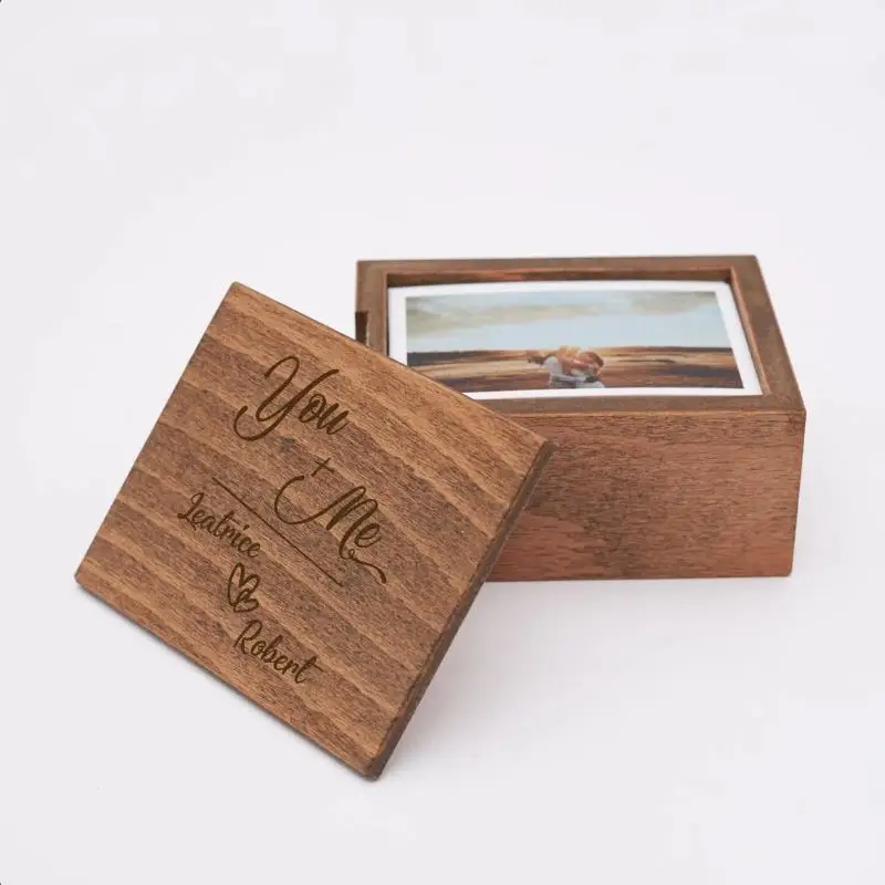 Custom personalized wooden photo storage box Anniversary gift