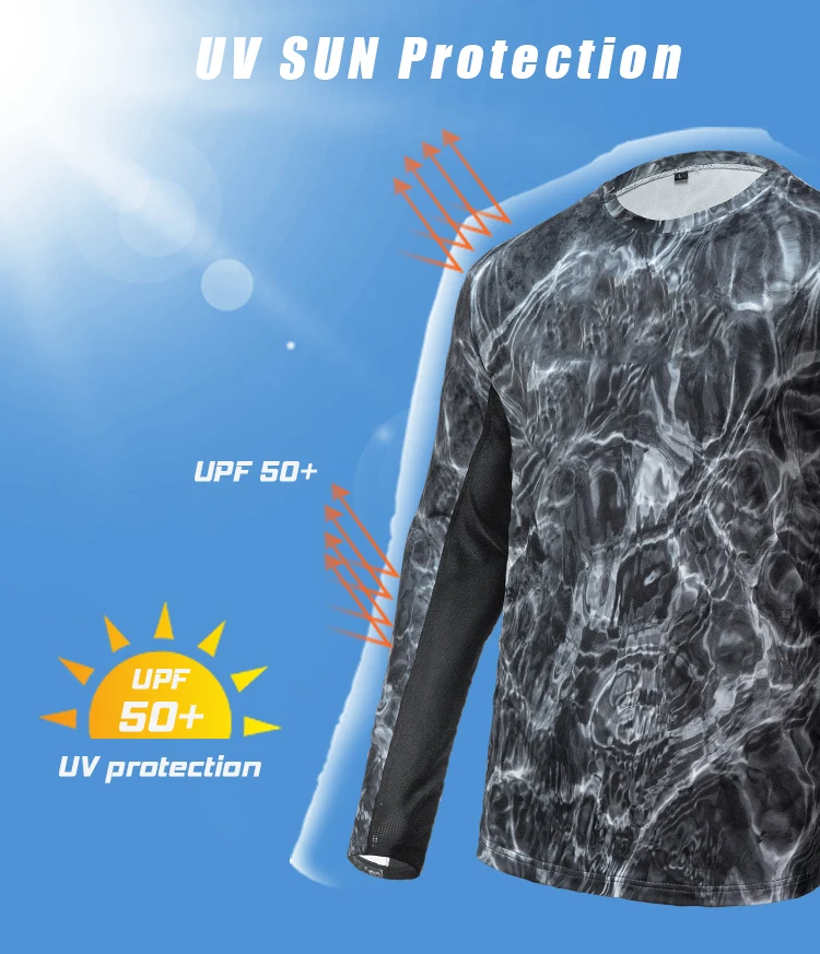 wholesale custom long sleeve perform t shirt camo jersey upf fishing clothes man uv fishing shirt unisex