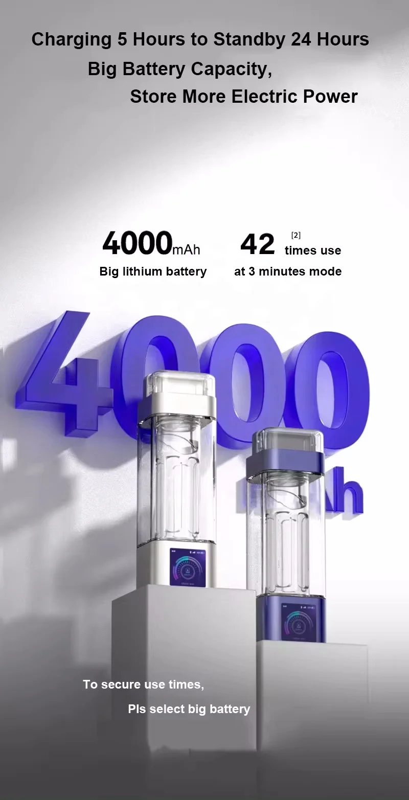 Moneng New Product PPB 9000 DuPont Membrane Portable Hydrogen Water Generator Smart Water Bottle Hydrogen Water Bottle spe pem