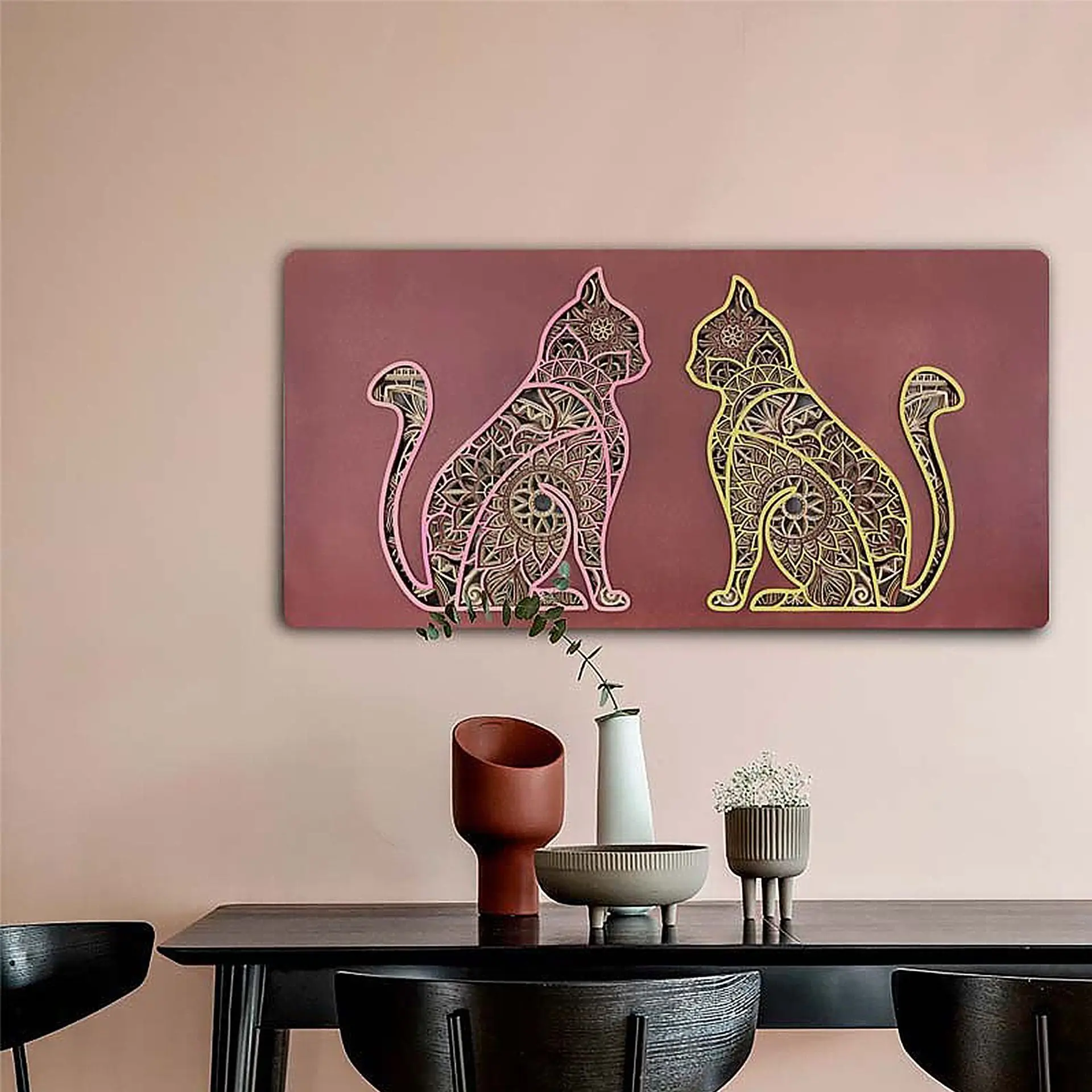 New wooden carving decorative painting Southeast Asian stacked carving three-dimensional art hanging painting