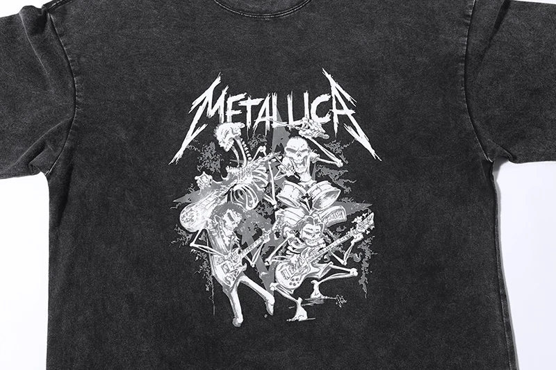 New design rock band tees cotton washed streetwear tshirt custom logo DTG printing vintage t shirts