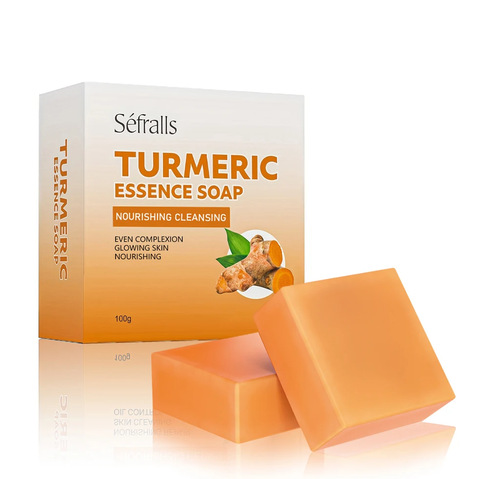 Organic Turmeric Face Soap Handmade in Thailand Customized Logo Solid Form Herbal and Vitamin E Ingredients for Adults