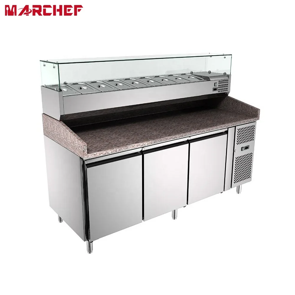 CE commercial Stainless Steel Pizza Prep Table display refrigerator luxury pizza counter