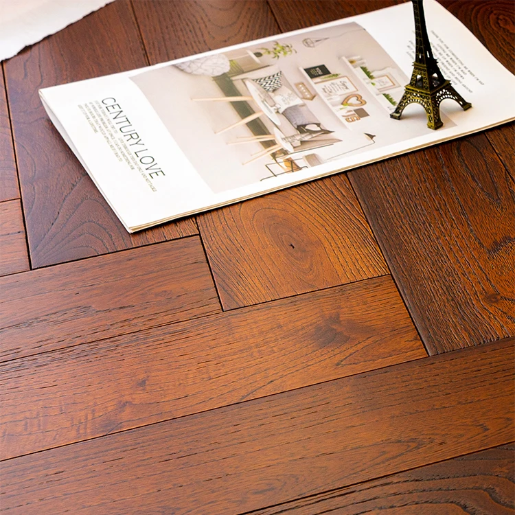 Solid Antique Hand Scraped Asian Teak Parquet Flooring