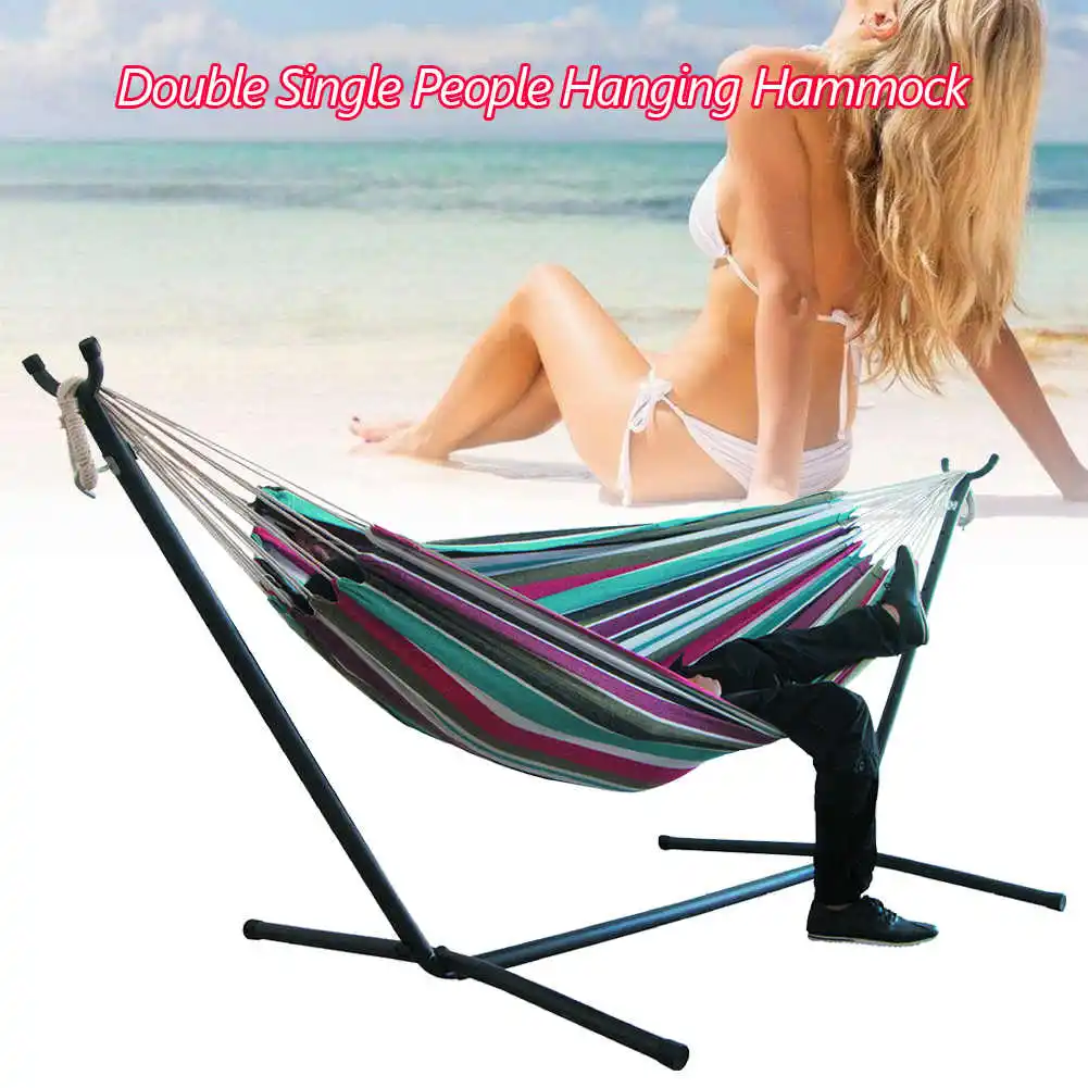 Portable Canvas Hammock Thicken Chair Swing Outdoor Garden Home Travel Camping Hammock Double Single People Hanging Bed