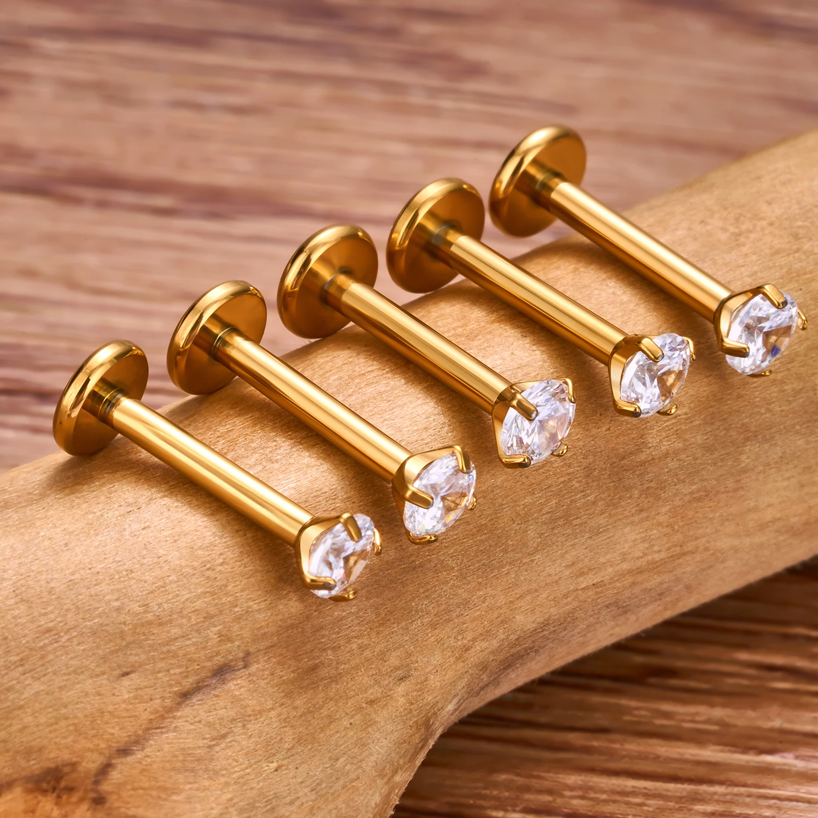 Wholesale G23 Titanium Piercing Stud Earrings 2-4mm Zircon Labret Internal Thread 16G Lip Nail Ear Tragus Body Piercing Jewelry