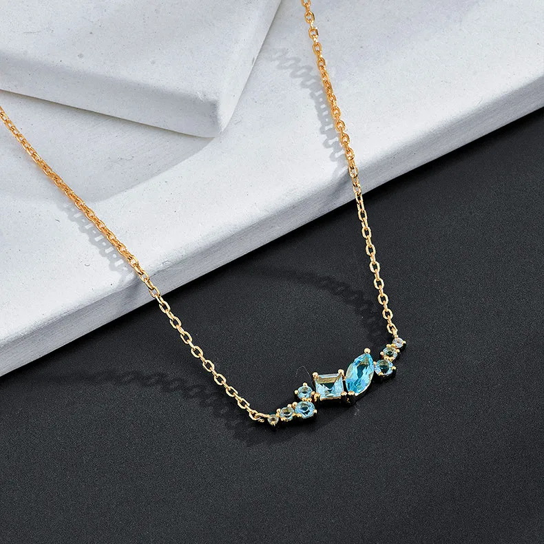New Arrival YINSAKI 925 Sterling Silver Blue Topaz Pendant Necklace 14k 18k Gold Plated Mystic Topaz Necklace